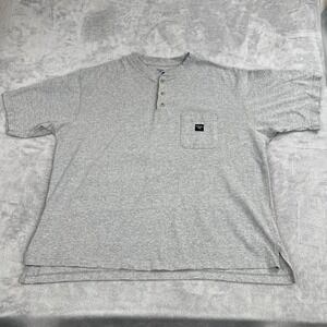 Walls Workwear Henley Pocket T-Shirt XL Gray Men Short Sleeve Heavyweight Cotton
